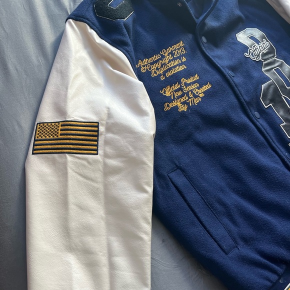 Designer Navy blue and white BoohooMan varsity’s jacket - Picture 4 of 5